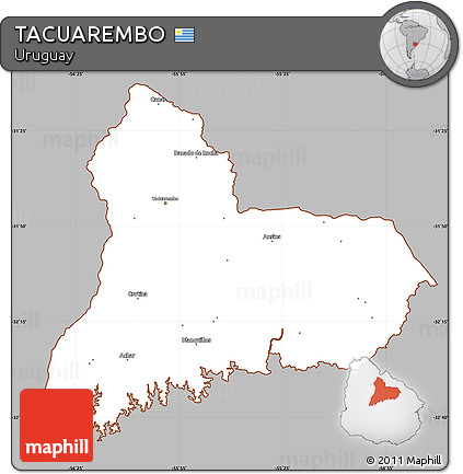 Gray Simple Map of TACUAREMBO, cropped outside