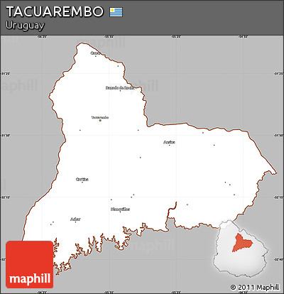 Gray Simple Map of TACUAREMBO, cropped outside