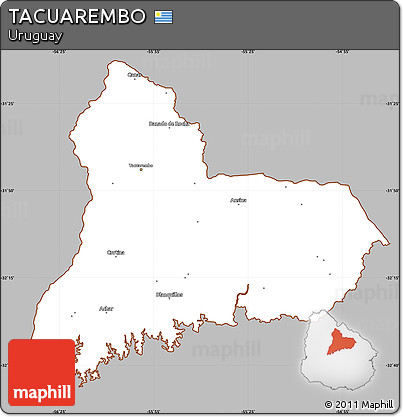 Gray Simple Map of TACUAREMBO, cropped outside