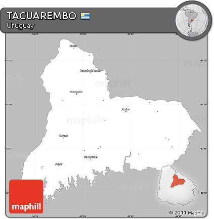 Gray Simple Map of TACUAREMBO, single color outside