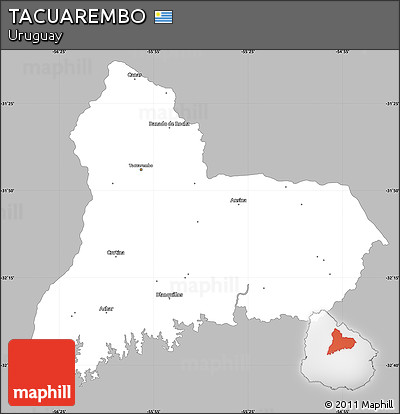 Gray Simple Map of TACUAREMBO, single color outside