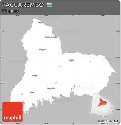 Gray Simple Map of TACUAREMBO, single color outside