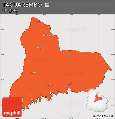 Political Simple Map of TACUAREMBO, cropped outside