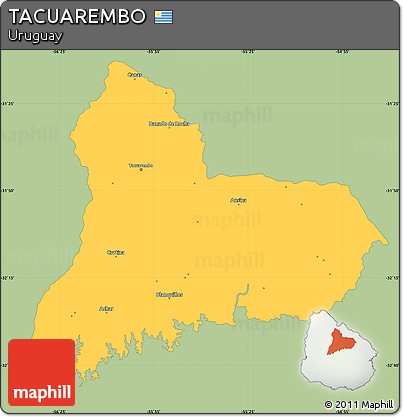 Savanna Style Simple Map of TACUAREMBO, single color outside