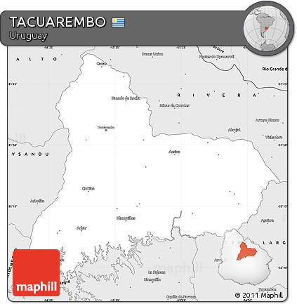 Silver Style Simple Map of TACUAREMBO