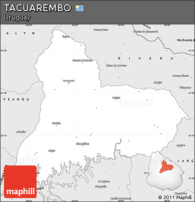 Silver Style Simple Map of TACUAREMBO