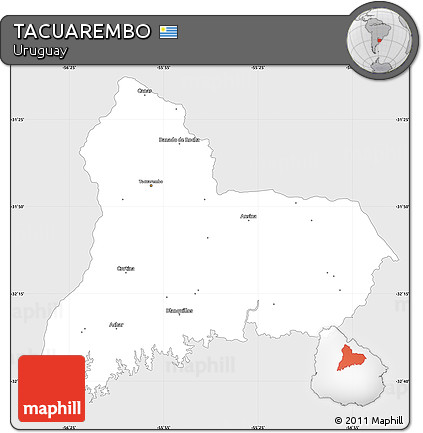 Silver Style Simple Map of TACUAREMBO, single color outside