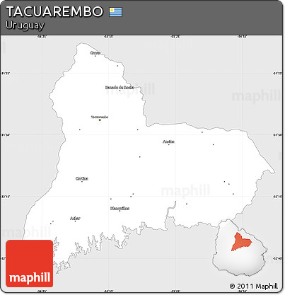 Silver Style Simple Map of TACUAREMBO, single color outside