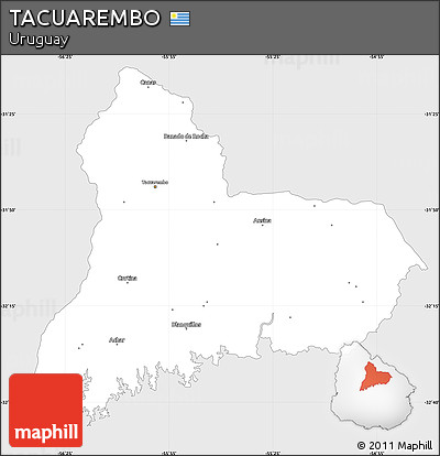 Silver Style Simple Map of TACUAREMBO, single color outside