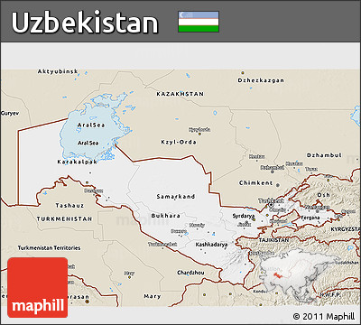 Classic Style 3D Map of Uzbekistan