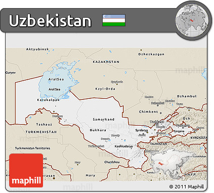 Classic Style 3D Map of Uzbekistan