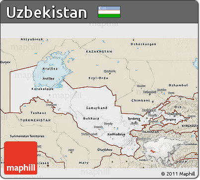 Classic Style 3D Map of Uzbekistan