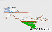 Flag 3D Map of Uzbekistan, single color outside, bathymetry sea, flag centered