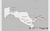 Gray 3D Map of Uzbekistan, single color outside