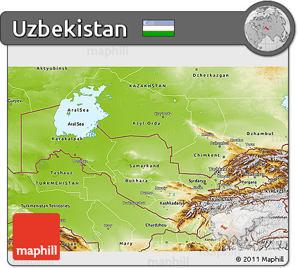 Physical 3D Map of Uzbekistan