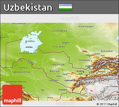 Physical 3D Map of Uzbekistan