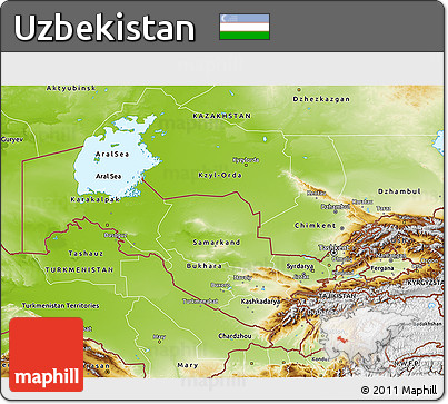 Physical 3D Map of Uzbekistan