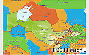 Physical 3D Map of Uzbekistan, political outside