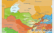 Physical 3D Map of Uzbekistan, political shades outside
