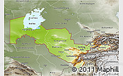Physical 3D Map of Uzbekistan, semi-desaturated, land only