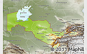 Physical 3D Map of Uzbekistan, semi-desaturated