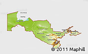 Physical 3D Map of Uzbekistan, single color outside, bathymetry sea, shaded relief sea