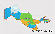 Political 3D Map of Uzbekistan, cropped outside