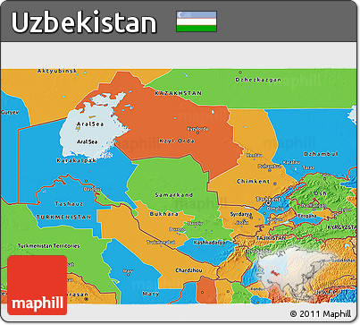 Political 3D Map of Uzbekistan