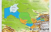 Political 3D Map of Uzbekistan, physical outside