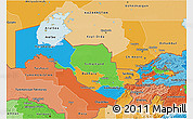 Political 3D Map of Uzbekistan, political shades outside