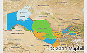 Political 3D Map of Uzbekistan, satellite outside, bathymetry sea