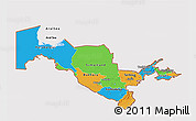 Political 3D Map of Uzbekistan, single color outside