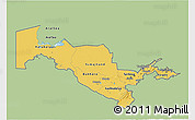 Savanna Style 3D Map of Uzbekistan, single color outside