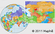 Political Location Map of Aral Sea, within the entire country