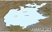 Satellite Panoramic Map of Aral Sea, darken
