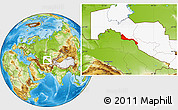 Physical Location Map of Khorezm, highlighted country