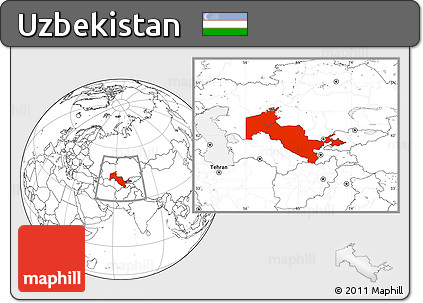 Blank Location Map of Uzbekistan