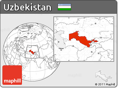 Blank Location Map of Uzbekistan