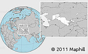 Blank Location Map of Uzbekistan, gray outside