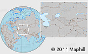 Gray Location Map of Uzbekistan, hill shading inside