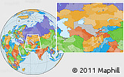 Gray Location Map of Uzbekistan, political outside, hill shading