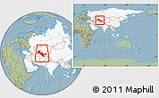 Savanna Style Location Map of Uzbekistan, highlighted continent, within the entire continent, hill shading