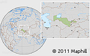 Savanna Style Location Map of Uzbekistan, lighten, desaturated