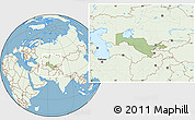 Savanna Style Location Map of Uzbekistan, lighten, land only