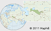 Savanna Style Location Map of Uzbekistan, lighten