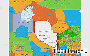 Flag Map of Uzbekistan, political outside, flag aligned to the middle