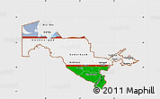 Flag Map of Uzbekistan, single color outside, bathymetry sea, flag centered