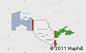 Flag Map of Uzbekistan, single color outside, bathymetry sea, flag aligned to the middle