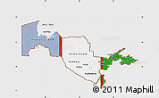 Flag Map of Uzbekistan, single color outside, satellite sea, flag aligned to the middle