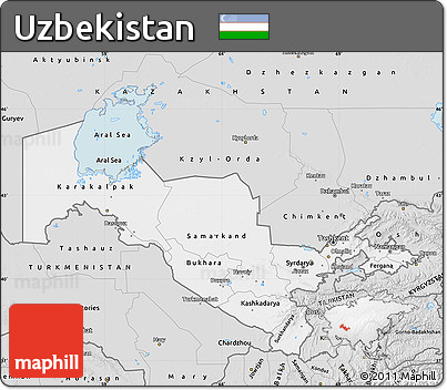 Silver Style Map of Uzbekistan
